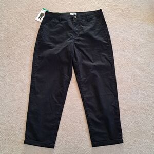Kensie Jeans Mid Rise Girlfriend Chino Women's Size 12 Black Ankle Length NEW